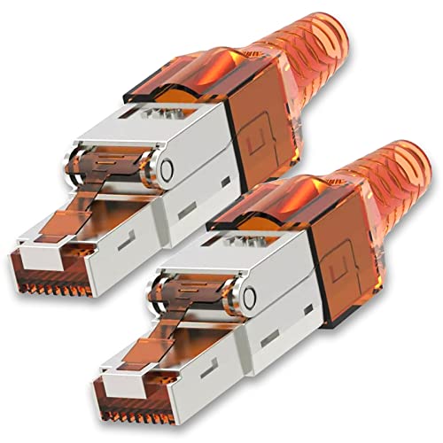 NEXMEX Netzwerkstecker 2X Cat 7 werkzeuglos CAT7 CAT7A RJ45 LAN UTP 600MHz Kabel Stecker ohne Werkzeug Crimpstecker werkzeugfrei CAT6a CAT6 CAT5 für Verlegekabel Patchkabel Netzwerkkabel von NEXMEX