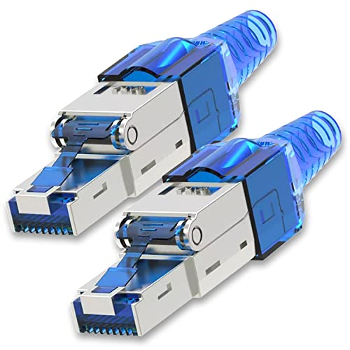 NEXMEX Netzwerkstecker 2x Cat 7 werkzeuglos CAT7 CAT7A RJ45 LAN UTP 600MHz Kabel Stecker ohne Werkzeug Crimpstecker werkzeugfrei CAT6a CAT6 CAT5 für Verlegekabel Patchkabel Netzwerkkabel von NEXMEX