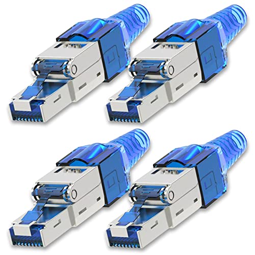 NEXMEX Netzwerkstecker 4x Cat 7 werkzeuglos CAT7 CAT7A RJ45 LAN UTP 600MHz Kabel Stecker ohne Werkzeug Crimpstecker werkzeugfrei CAT6a CAT6 CAT5 für Verlegekabel Patchkabel Netzwerkkabel von NEXMEX