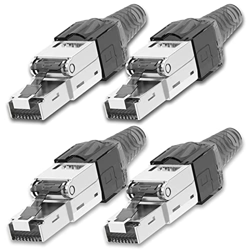 NEXMEX Netzwerkstecker 4x Cat 7 werkzeuglos CAT7 CAT7A RJ45 LAN UTP 600MHz Kabel Stecker ohne Werkzeug Crimpstecker werkzeugfrei CAT6a CAT6 CAT5 für Verlegekabel Patchkabel Netzwerkkabel von NEXMEX