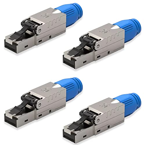 NEXMEX Netzwerkstecker 4x Cat 8 werkzeuglos Geschirmt 40Gbit/s RJ45 LAN UTP 2000MHz Kabel Stecker CAT8 ohne Werkzeug Crimpstecker CAT8.1 werkzeugfrei für Verlegekabel DSL Patchkabel Netzwerkkabel von NEXMEX