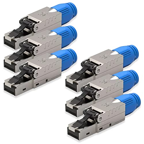 NEXMEX Netzwerkstecker 6x Cat 8 werkzeuglos Geschirmt 40Gbit/s RJ45 LAN UTP 2000MHz Kabel Stecker CAT8 ohne Werkzeug Crimpstecker CAT8.1 werkzeugfrei für Verlegekabel DSL Patchkabel Netzwerkkabel von NEXMEX