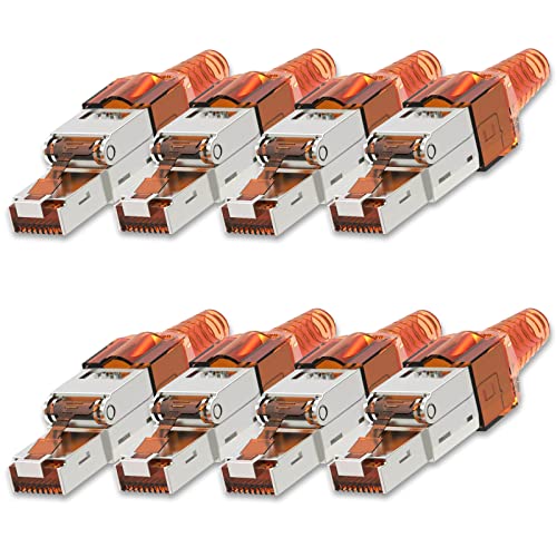 NEXMEX Netzwerkstecker 8X Cat 7 werkzeuglos CAT7 CAT7A RJ45 LAN UTP 600MHz Kabel Stecker ohne Werkzeug Crimpstecker werkzeugfrei CAT6a CAT6 CAT5 für Verlegekabel Patchkabel Netzwerkkabel von NEXMEX