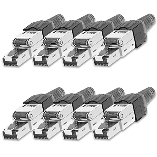 NEXMEX Netzwerkstecker 8x Cat 7 werkzeuglos CAT7 CAT7A RJ45 LAN UTP 600MHz Kabel Stecker ohne Werkzeug Crimpstecker werkzeugfrei CAT6a CAT6 CAT5 für Verlegekabel Patchkabel Netzwerkkabel von NEXMEX