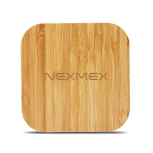 NEXMEX QI Induktive Ladestation aus Bambus für Smartphone Handy Induktionsladegerät aus Echtholz Wireless Charger Kabelloses Universal Schnellladegerät von NEXMEX