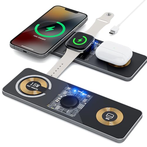 3 in 1 Ladestation für Apple Geräte, Kabelloses Ladegerät für iPhone 16 15 14 13 12 11 Pro SE X XS XR 8, für Apple Watch 9 8 7 6 SE 5 4 3 2, für AirPods Pro/3/2/1, Grau 3 in 1 Ladestation für Apple Geräte, Kabelloses Ladegerät für iPhone 16 15 14 13 12 11 Pro SE X XS XR 8, für Apple Watch 9 8 7 6 SE 5 4 3 2, für AirPods Pro/3/2/1, Grau von NEZART