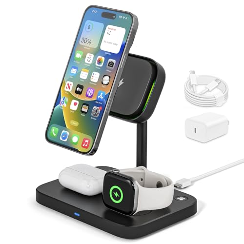 Induktive Ladestation für iPhone 16 15 14 13 12 Pro Max Serie, für Apple Watch 10/9/Ultra/8/7/6/SE/5/4/3, für AirPods Pro 4 3 2, 3 in 1 Wireless Charger für iPhone Induktive Ladestation für iPhone 16 15 14 13 12 Pro Max Serie, für Apple Watch 10/9/Ultra/8/7/6/SE/5/4/3, für AirPods Pro 4 3 2, 3 in 1 Wireless Charger für iPhone von NEZART