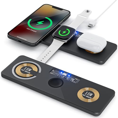 3 in 1 Ladestation für Apple Geräte, Kabelloses Ladegerät für iPhone 16 15 14 13 12 11 Pro SE X XS XR 8, für Apple Watch 9 8 7 6 SE 5 4 3 2, für AirPods Pro/3/2/1 3 in 1 Ladestation für Apple Geräte, Kabelloses Ladegerät für iPhone 16 15 14 13 12 11 Pro SE X XS XR 8, für Apple Watch 9 8 7 6 SE 5 4 3 2, für AirPods Pro/3/2/1 von NEZART