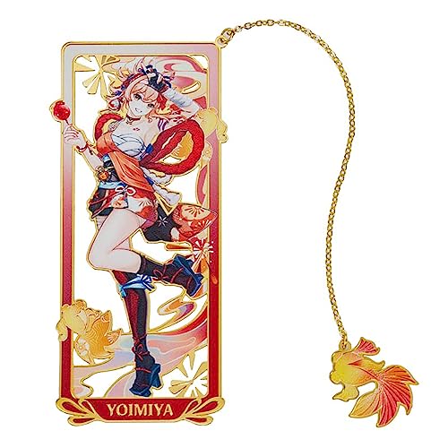 1 Stück Metall-Anime-Lesezeichen, niedlicher Buchmarker für Genshin Impact Yoimiya B-Fans und -Liebhaber – Cartoon-Hohlfiguren-Design, perfekt für Männer, Frauen, Mädchen von NEZIH
