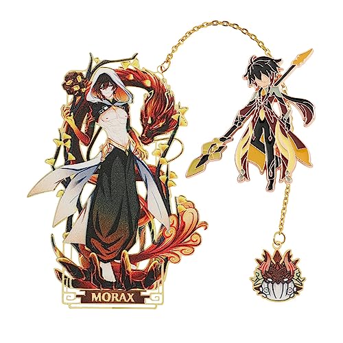 1 Stück Metall-Anime-Lesezeichen, niedlicher Buchmarker für Genshin Impact Zhongli-Fans und -Liebhaber – Cartoon-Hohlfiguren-Design, perfekt für Männer, Frauen, Mädchen von NEZIH