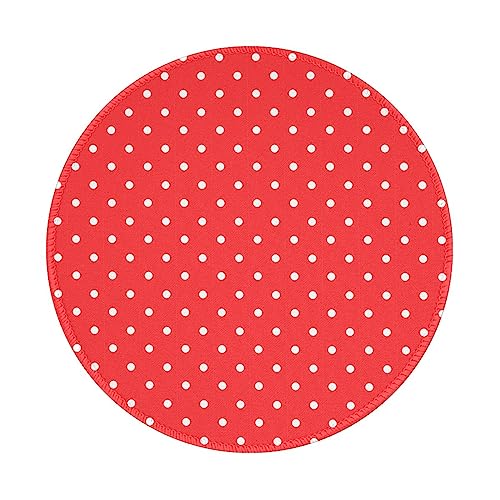 Rundes Mauspad mit roten und weißen Punkten (20,3 cm (8 Zoll) Gaming-Mauspad, rutschfestes Gummimaterial, wasserdichte Mauspads von NEZIH