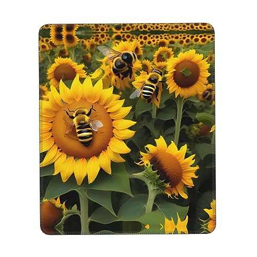 Sunflower Bees Print Allzweck-Mauspad, langlebig, stilvoll und umweltfreundlich, rutschfestes Schul-Gaming-Mauspad. von NEZIH