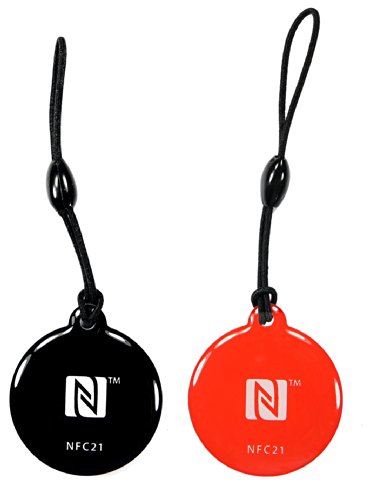 NFC Anhänger Style, 30mm, NTAG216, 888 Byte, schwarz, rot, 2 Stück, Kompatibel mit Allen NFC Smartphones von NFC21