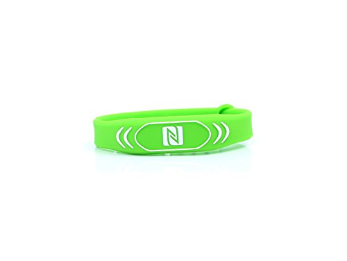 NFC Armband, geeignet für Kontaktdaten, Messe, Sport, 924 Byte (NTAG 216), wasserfest, grün, verstellbar von NFC21