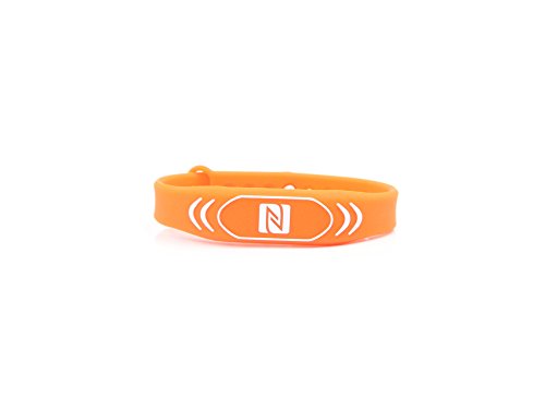 NFC Armband, geeignet für Kontaktdaten, Messe, Sport, 924 Byte (NTAG 216), wasserfest, orange, verstellbar von NFC21