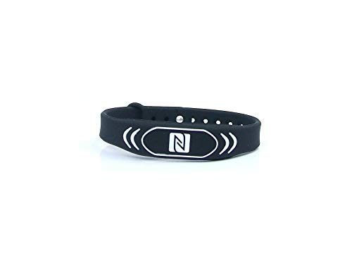 NFC Armband, geeignet für Kontaktdaten, Messe, Sport, 924 Byte (NTAG 216), wasserfest, schwarz, verstellbar von NFC21