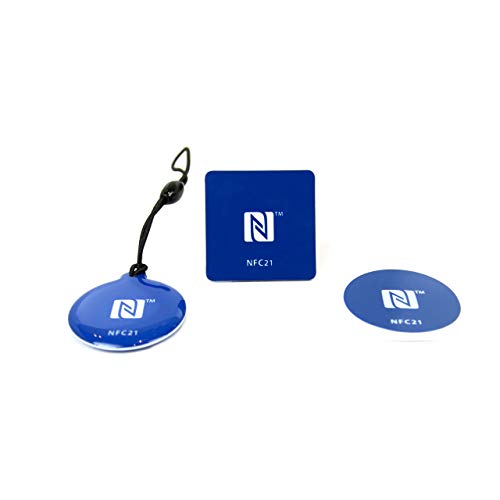NFC Starter Kit S, Einsteigerset mit 3 NFC Produkten, 1x NFC Sticker NTAG213, 1x NFC Magnet NTAG215, 1 x NFC Anhänger NTAG216, Blau, kompatibel mit Allen NFC-fähigen Smartphones von NFC21