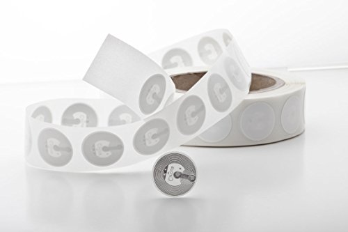 NFC Tag Sticker-Aufkleber 30 mm, 924 Byte, kompatibel mit Allen NFC-fähigen Smartphones, 20 Stück in weiß, optimal für Kontaktdaten/Geräte-/ Profilsteuerung (WLAN, Bluetooth, SMS) von NFC21