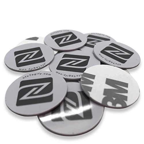10 x NFC Tags | NXP Chip NTAG213 | 144 Bytes Speicherkapazität | Aufkleber, Rund Disk | Weiß Label Tag | Hart-PVC und starker 3M-Kleber | Elegantes Design und Hohe Scankraft von NFCTAGIFY