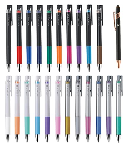 Pilot Juice up 04 Retractable Gel Ink Pen 0.4mm Ultra Fine Point 22 Colors Set (LJP200S4-10C, LJP120S4-6CP, LJP120S4-6CM) With Original Stylus Ballpoint Touch Pen von PLESIU