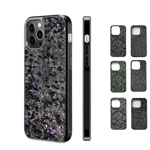 Forged Carbon Fiber Phone Case, Ultra-Thin All-Inclusive Magnetic Anti-Fall Protective Phone Case for iPhone 15 14 13 12 Pro Max, Support Wireless Charging (12 Pro,Purple) von NFGTJYUI
