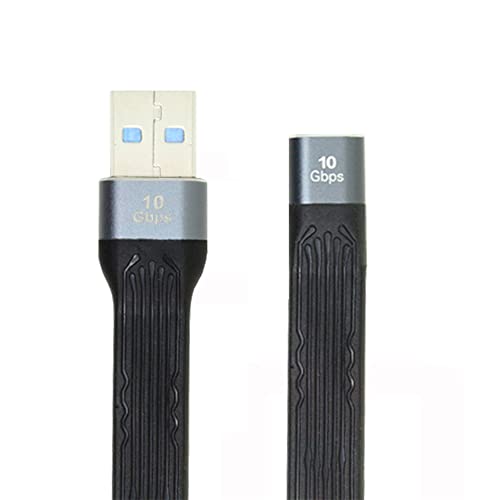 NFHK 10 Gbit/s USB 3.1 Typ C Buchse auf USB 3.0 Typ A Stecker, flaches dünnes FPC Datenkabel 13 cm für Laptop & Handy von NFHK