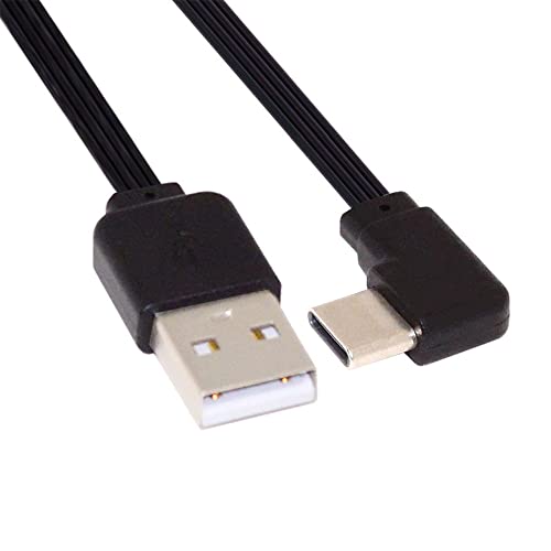 NFHK 13 cm USB 2.0 Typ A Stecker auf USB-C Typ-C links rechts abgewinkelt 90 Grad Daten flach Slim FPC Kabel für FPV & Disk & Phone von NFHK