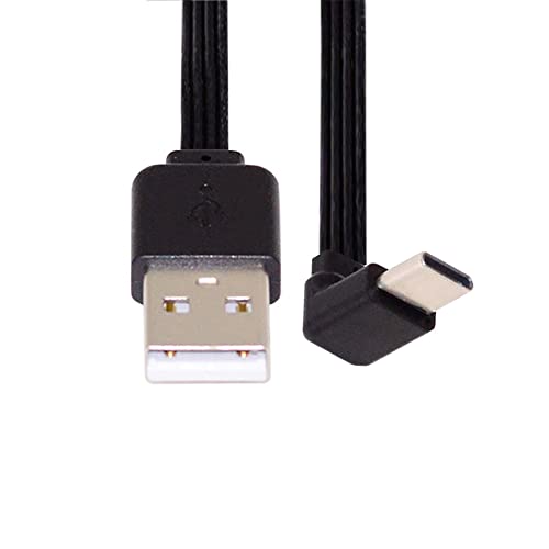 NFHK 13 cm USB 2.0 Typ-A Stecker auf USB-C Typ-C nach oben nach unten abgewinkelt, 90 Grad Daten, flach, flach, FPC-Kabel für FPV & Disk & Telefon von NFHK