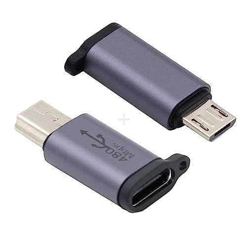 NFHK 2 Stück/Los USB-C USB 2.0 Typ C Buchse auf Micro Mini USB Stecker Netzadapter 480 Mbps Daten mit Kettenlöchern von NFHK