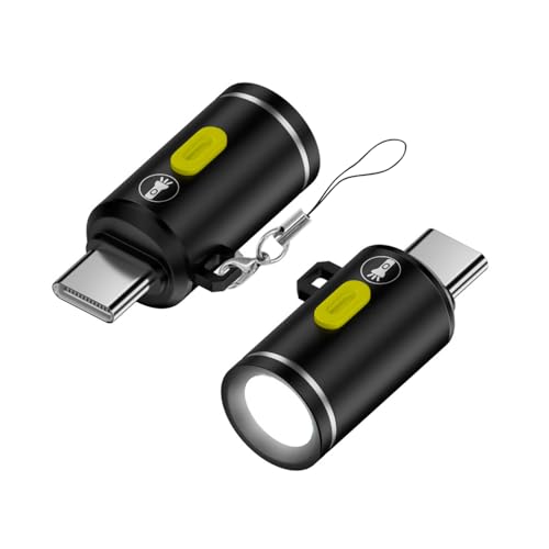 NFHK 2er-Pack Mini-Taschenlampe, USB-C, LED-Lichthelligkeit 210 Lumen, Stromversorgung über Telefon/Powerbank, klein und leicht zu tragen, mit Hakenloch von NFHK