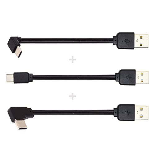 NFHK 3 Stück/Los 13 cm USB 2.0 Typ A Stecker auf USB-C Typ-C Stecker abgewinkelt Daten Flach Slim FPC Kabel für FPV & Disk & Phone von NFHK