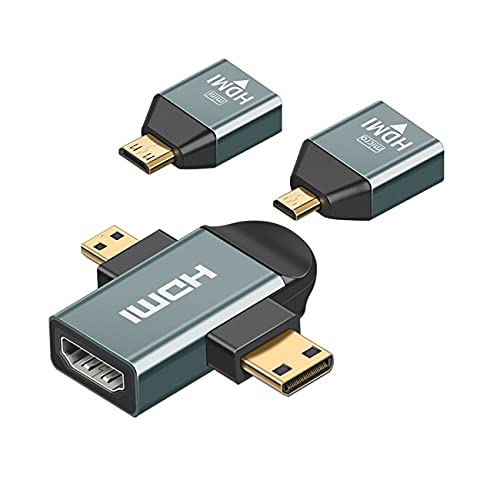 NFHK 3pcs/Set Micro & Mini HDMI to HDMI-Compatible 1.4 Female 2-in-1 Combo Adapter 4K@60hz von NFHK