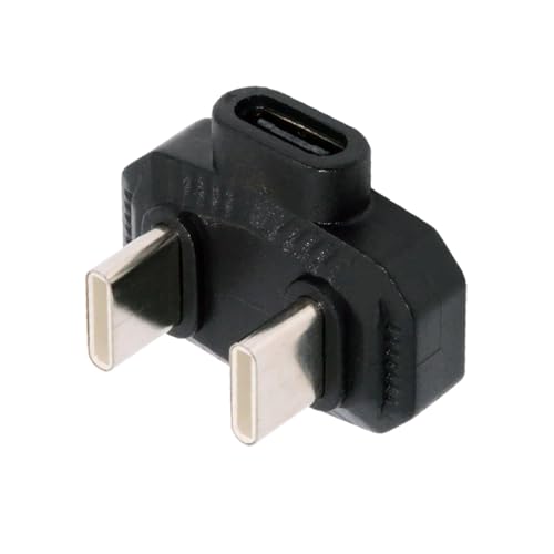NFHK 480 Mbit/s USB-C-Stecker auf Stecker, OTG-Datenadapter mit PD-Stromversorgung gegenüberliegender U-Form, abgewinkelt für Handy-Mikrofon, NF-UC-009-PW von NFHK