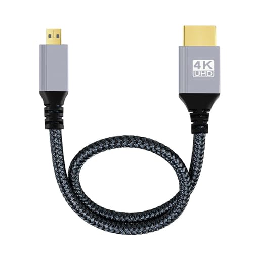 NFHK 4K 60 Hz HDMI 2.0 Stecker auf Micro HDMI Typ-D Stecker Kabel mit Hülse Gerader Stecker für HDTV Computer Laptop Monitor 200CM von NFHK