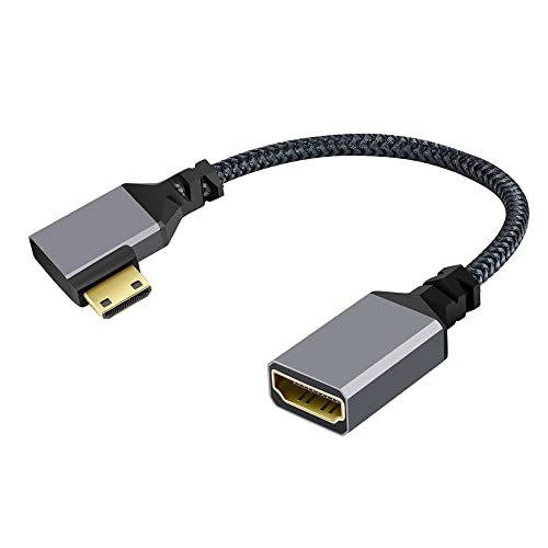 NFHK 4K Typ-C Mini HDMI 1.4 Stecker 90 Grad links gewinkelt auf HDMI Buchse Verlängerungskabel für DV MP4 Kamera DC Laptop von NFHK