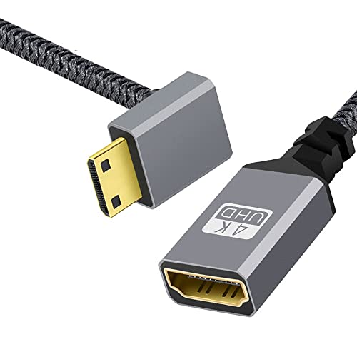 NFHK 4K Typ-C Mini HDMI 1.4 Stecker 90 Grad nach unten abgewinkelt auf HDMI Buchse Verlängerungskabel für DV MP4 Kamera DC Laptop von NFHK