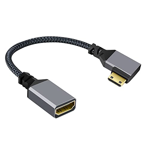 NFHK 4K Typ-C Mini HDMI 1.4 Stecker 90 Grad rechts abgewinkelt auf HDMI Buchse Verlängerungskabel für DV MP4 Kamera DC Laptop von NFHK