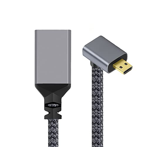 NFHK 4K Typ-D Micro HDMI 1.4 Stecker 90 Grad nach unten abgewinkelt auf HDMI Buchse Verlängerungskabel für DV MP4 Kamera DC Laptop von NFHK