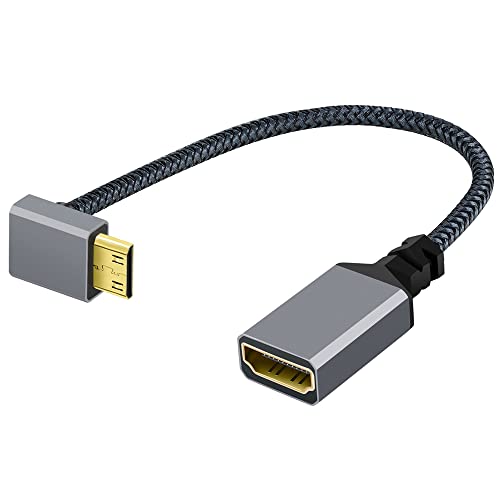 NFHK 4K Type-C Mini HDMI 1.4 Male 90 Degree Up Angled to HDMI Female Extension Cable for DV MP4 Camera DC Laptop von NFHK