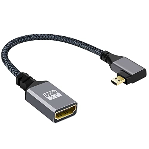 NFHK 4K Type-D Micro HDMI 1.4 Stecker 90 Grad rechts gewinkelt auf HDMI Buchse Verlängerungskabel für DV MP4 Kamera DC Laptop von NFHK