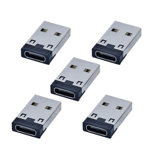 NFHK 5 Stück USB-C-Buchse auf USB 2.0-A-Stecker, 480 Mbit/s, Daten-Netzadapter für Laptop, Tablet, Telefon von NFHK