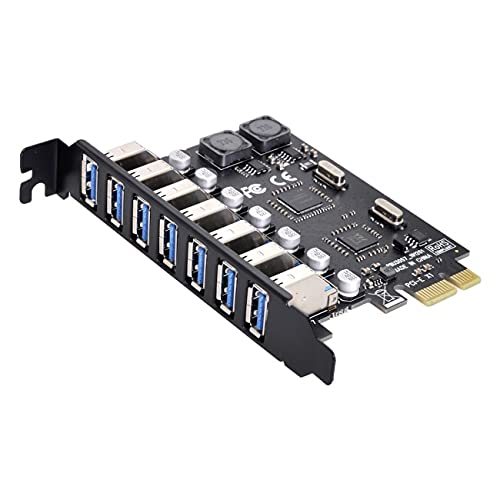 NFHK 7 Ports PCI-E to USB 3.0 HUB PCI Express Expansion Card Adapter 5Gbps for Motherboard von NFHK