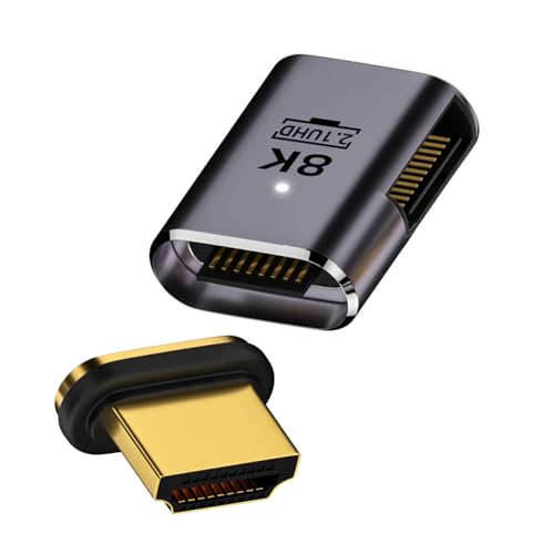 NFHK 90 Grad links abgewinkelter magnetischer 8K Typ-A HDMI 2.1 Stecker auf Buchse, gerader Video-Adapter für Laptop HDTV von NFHK