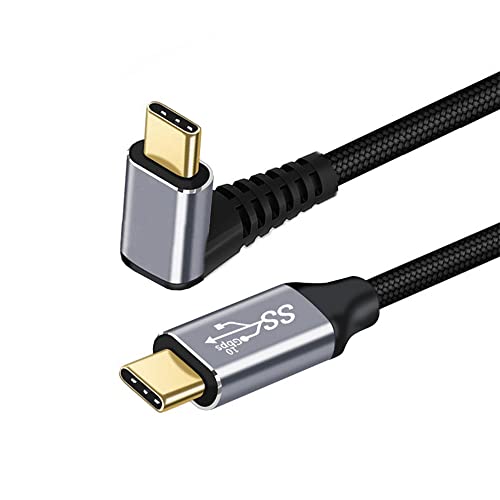 NFHK 90 Grad nach oben abgewinkelter Typ-C-USB-C-Stecker auf Stecker, USB 3.1, 10 Gbit/s, 100 W, Datenkabel für Laptop, Handy, 200 cm von NFHK