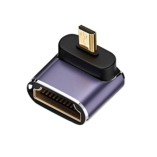 NFHK Abgewinkelter Micro HDMI Stecker auf HDMI 2.1 Buchse UHD Verlängerung Gold Konverter Adapter Unterstützt 8K 60hz HDTV von NFHK