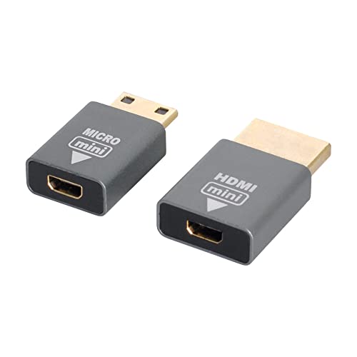 NFHK Adapter Micro-HDMI-Buchse auf Mini-Stecker und HDMI 1.4 Stecker, 4K @ 60 Hz, 2 Stück von NFHK