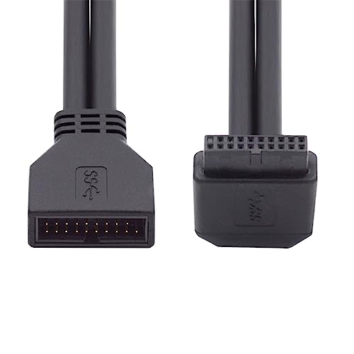 NFHK Aufwärts gewinkeltes USB 3.0 20Pin 19Pin Stecker auf Buchse Verlängerung 5Gbps Kabel 90 Grad für Motherboard Mainboard von NFHK