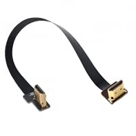 NFHK CYFPV Dual 90 Degree Right-Up Angled HDMI Type A Male to Male HDTV FPC Flat Cable for FPV HDTV Multicopter Aerial Photography 10CM von NFHK