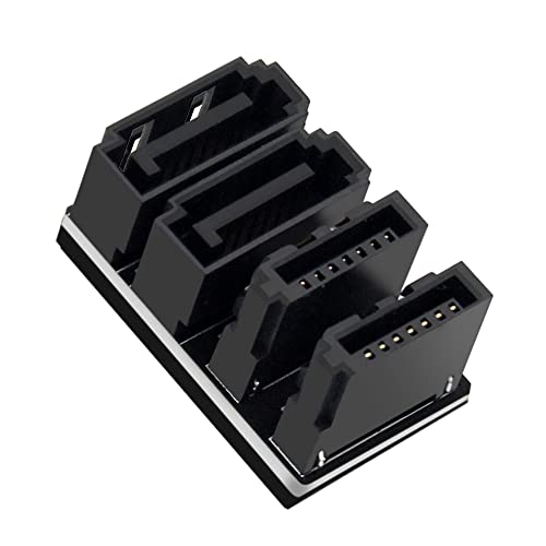 NFHK Dual SATA 7-polige Buchse auf 7-poligen Stecker, 360 Grad abgewinkelter Adapter, flaches Profil, für Desktops, SSD, HDD, Mainboard, Motherboard von NFHK