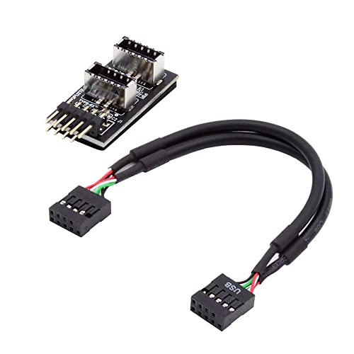 NFHK Dual USB 3.1 Frontblende Buchse Key-A Typ-E auf USB 2.0 9-polig 10-poliger Mainboard-Header Stecker Kabel Verlängerungsadapter von NFHK